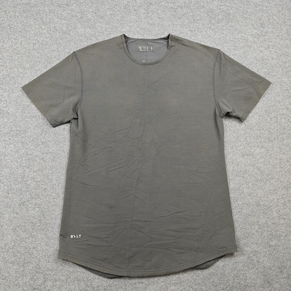 BYLT Shirt Mens Large Gray Drop Cut Curved Hem Crewneck Tagless Jersey